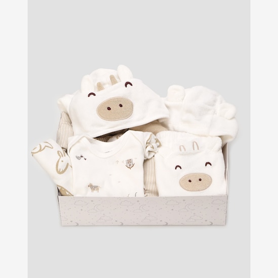 Enxoval bebê body 4 peças + babador 3 peças + paninho de ombro 4 peças + caixa de presente M - multicor | Carter's