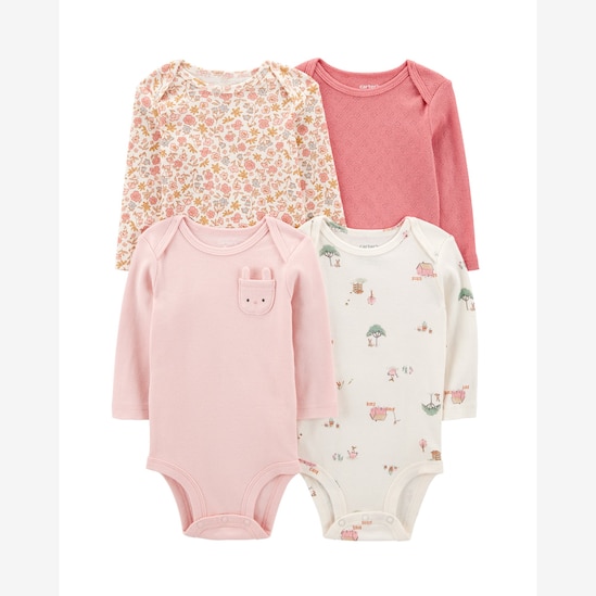 Enxoval bebê body 4 peças + babador 3 peças + paninho de ombro 4 peças + caixa de presente M - multicor | Carter's