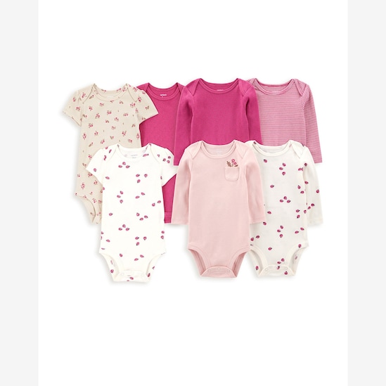 Enxoval bebê body 7 peças mangas curtas e longas - multicor | Carter's