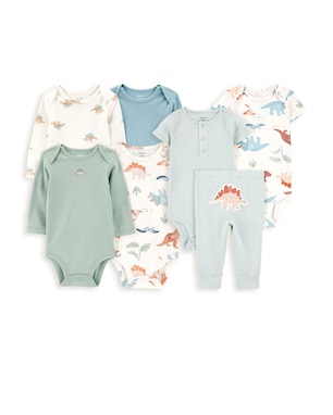Enxoval bebê body 4 peças + conjunto longo 3 peças dino - multicor | Carter's