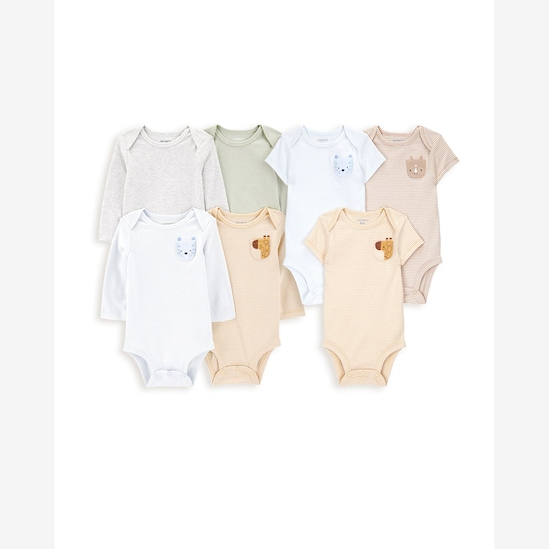 Enxoval bebê body 7 peças mangas curtas e longas bichinhos - multicor | Carter's