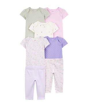 Enxoval bebê body 5 peças + calça 2 peças floral - multicor | Carter's