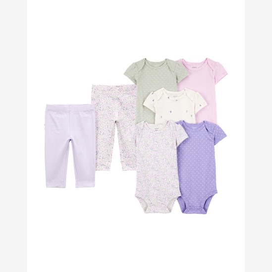 Enxoval bebê body 5 peças + calça 2 peças floral - multicor | Carter's