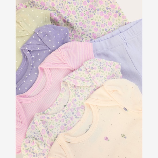 Enxoval bebê body 5 peças + calça 2 peças floral - multicor | Carter's