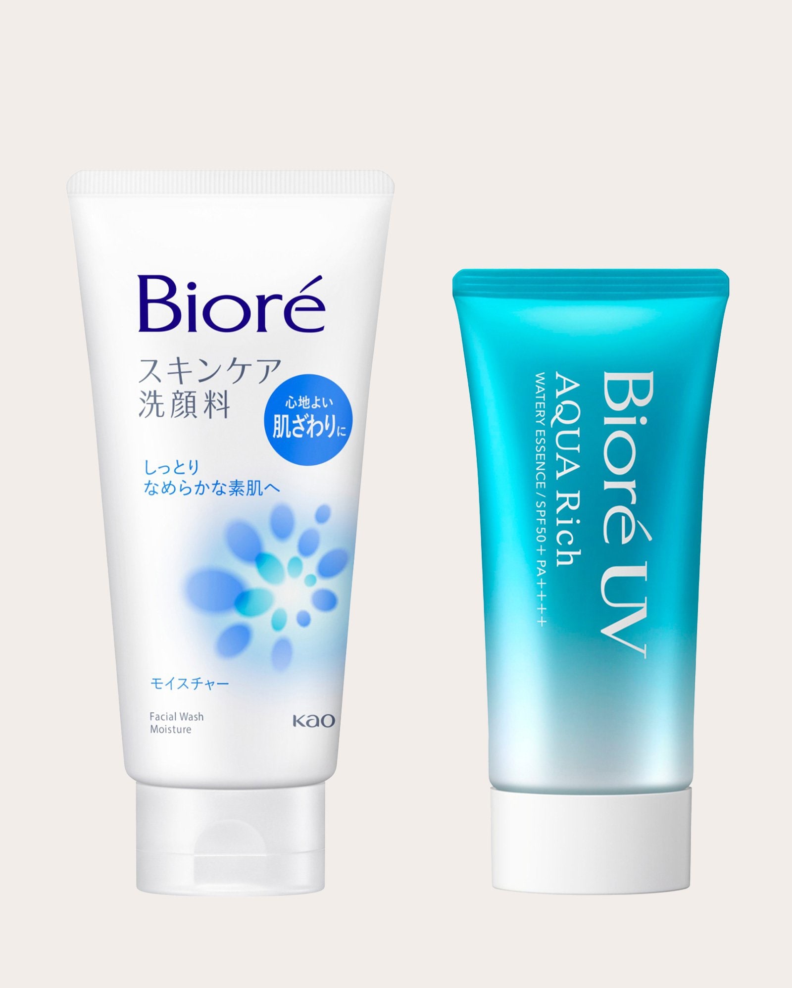 Kit sabonete facial Wash Moisture 130g + protetor solar Aqua Rich FPS50 50g | Bioré