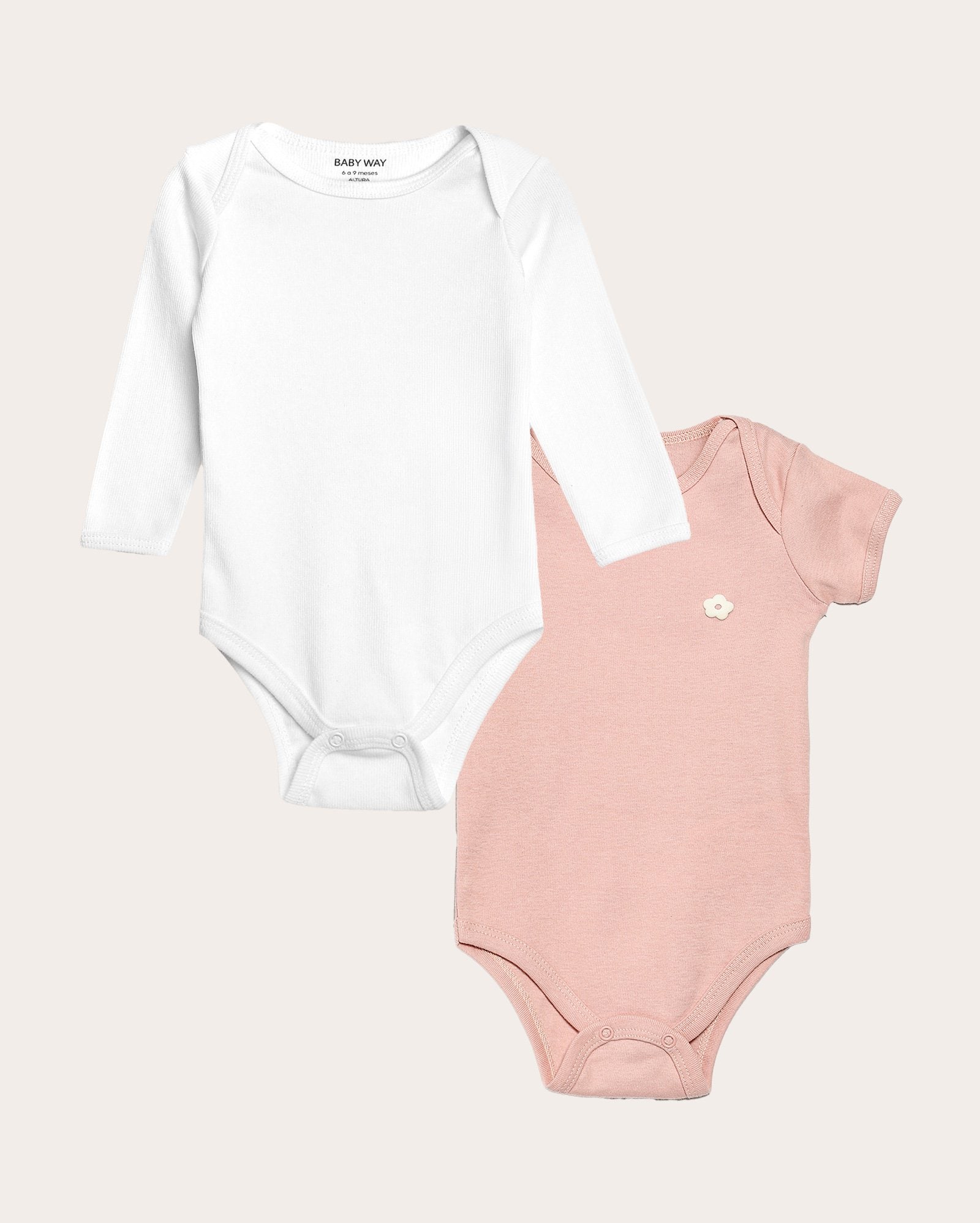 Enxoval bebê body 2 peças flor canelado - multicor