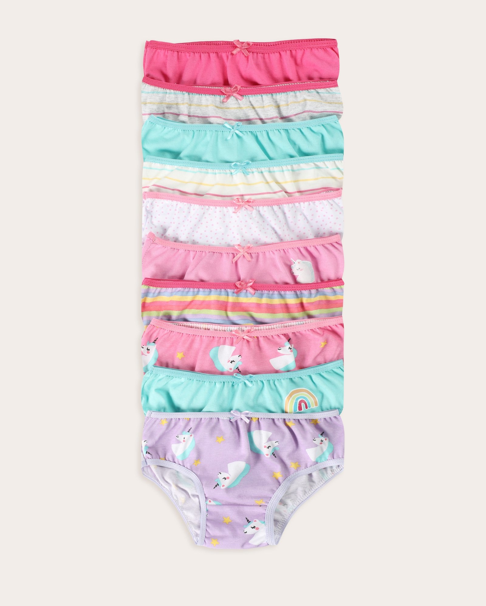 Kit calcinha infantil 10 peças variadas - multicor