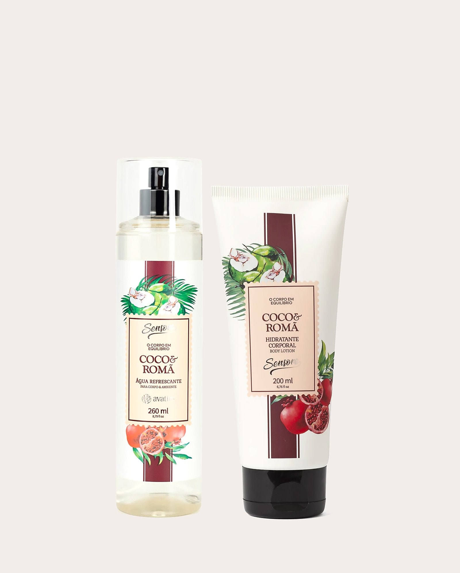 Kit body splash 260ml + hidratante Coco & Romã 200g | Avatim
