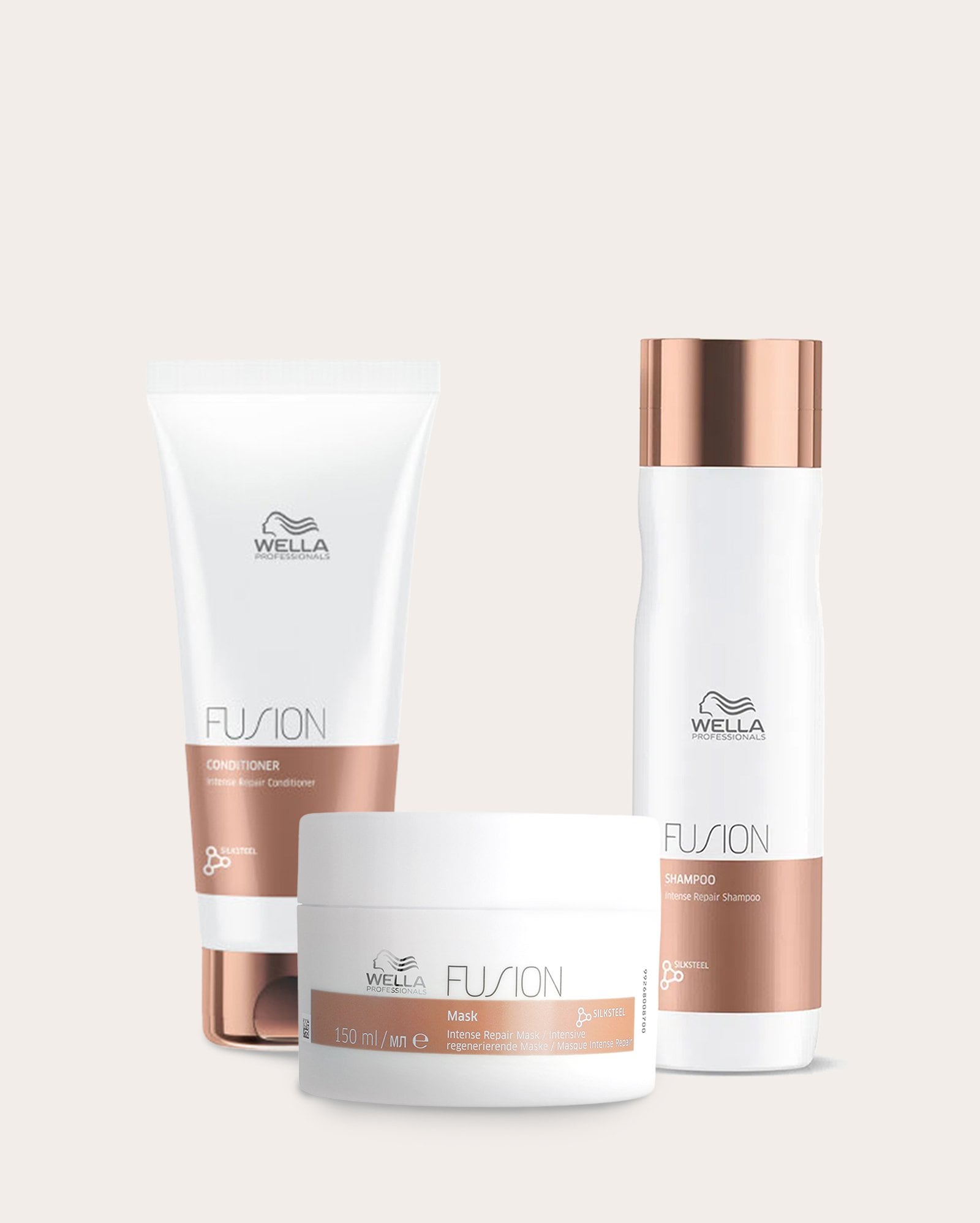 Kit shampoo 250ml + condicionador 200ml + máscara Fusion 150ml | WELLA
