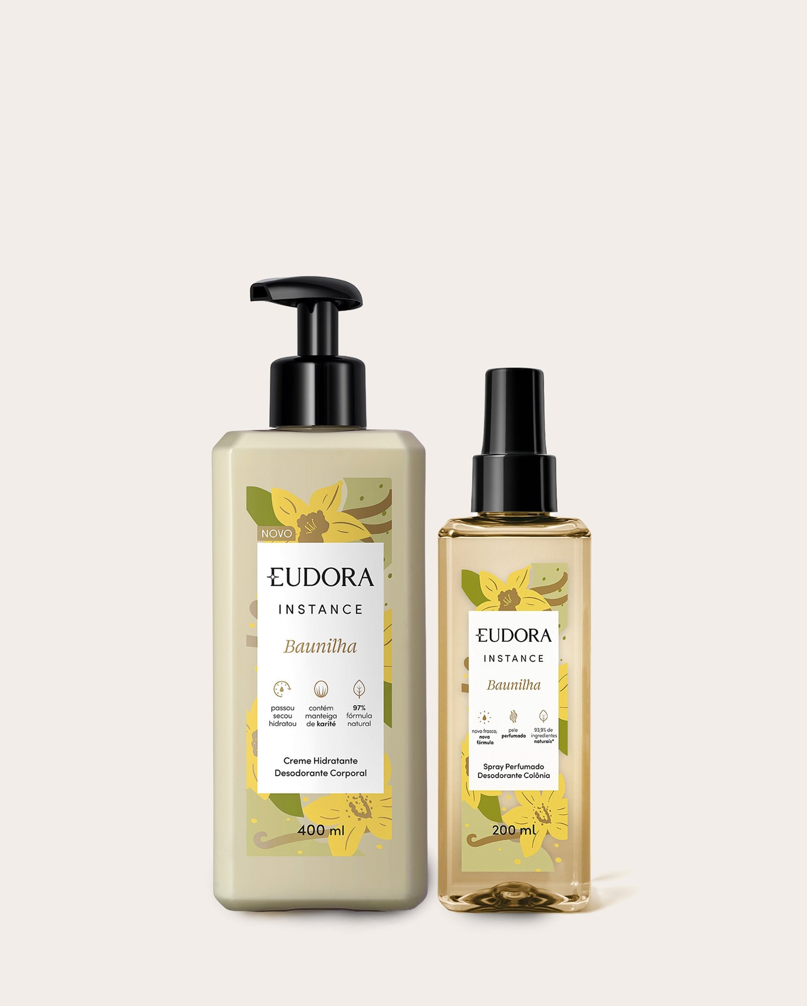 Kit body splash 200ml + creme corporal Instance baunilha 400ml | Eudora