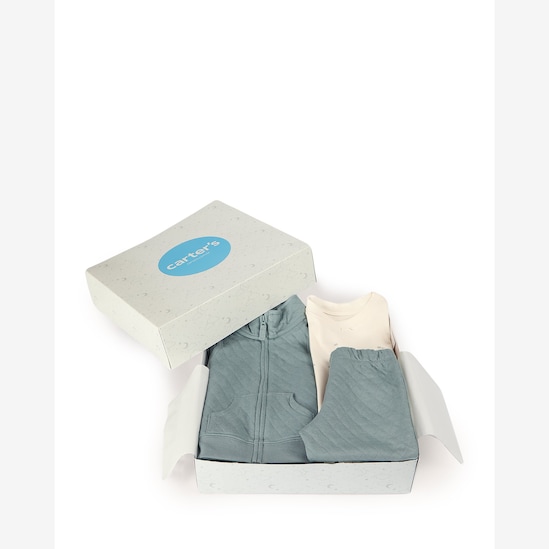 Enxoval bebê conjunto longo 3 peças matelassê + caixa de presente M - multicor | Carter's