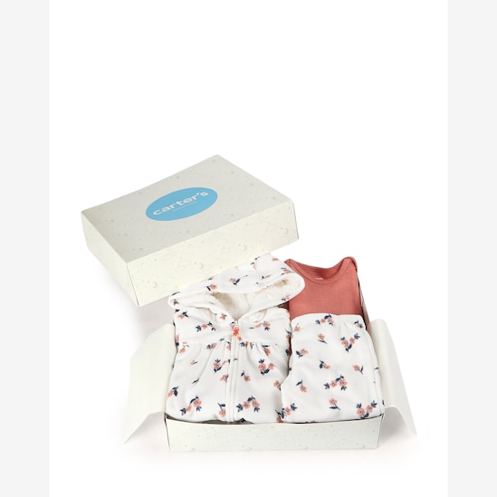 Enxoval bebê conjunto longo 3 peças floral + caixa de presente M - multicor | Carter's