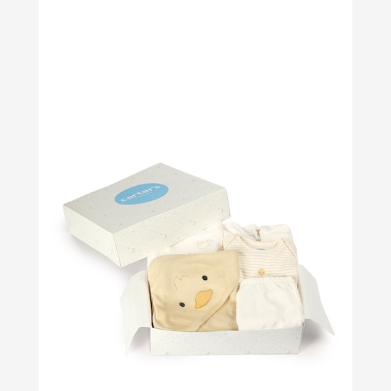 Enxoval bebê conjunto longo 3 peças + kit toalha de banho 2 peças + caixa de presente M - multicor | Carter's