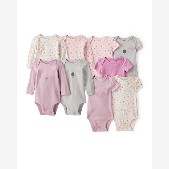Kit body bebê 9 peças bichinhos floral - multicor | Carter's