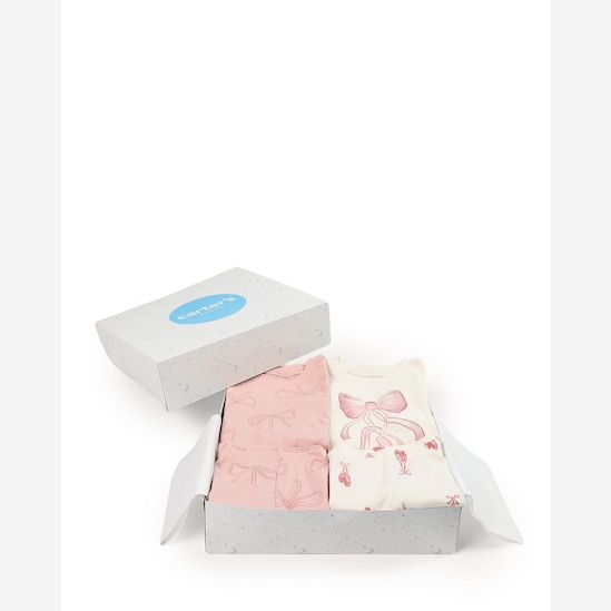 Enxoval bebê pijama longo 4 peças laço + caixa de presente M - multicor | Carter's