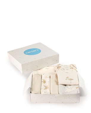 Enxoval bebê conjunto longo 3 peças + paninho de boca 4 peças + caixa de presente M - multicor | Carter's