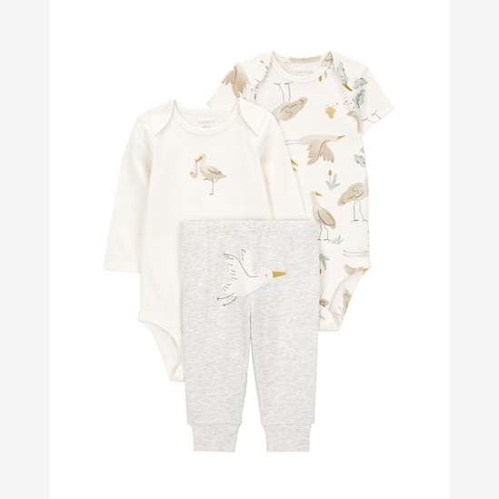 Enxoval bebê conjunto longo 3 peças + paninho de boca 4 peças + caixa de presente M - multicor | Carter's