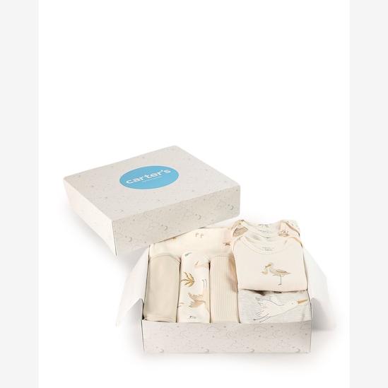 Enxoval bebê conjunto longo 3 peças + paninho de boca 4 peças + caixa de presente M - multicor | Carter's