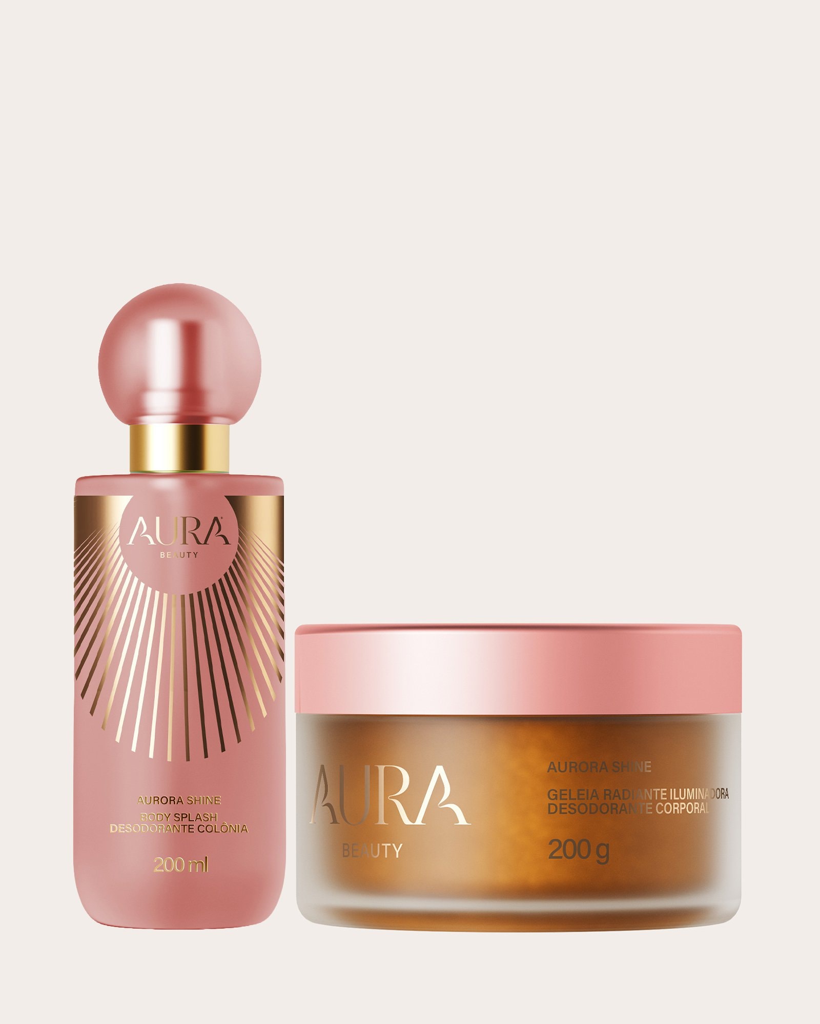 Kit geleia corporal 200g + body splash Aurora Shine 200ml | Aura Beauty