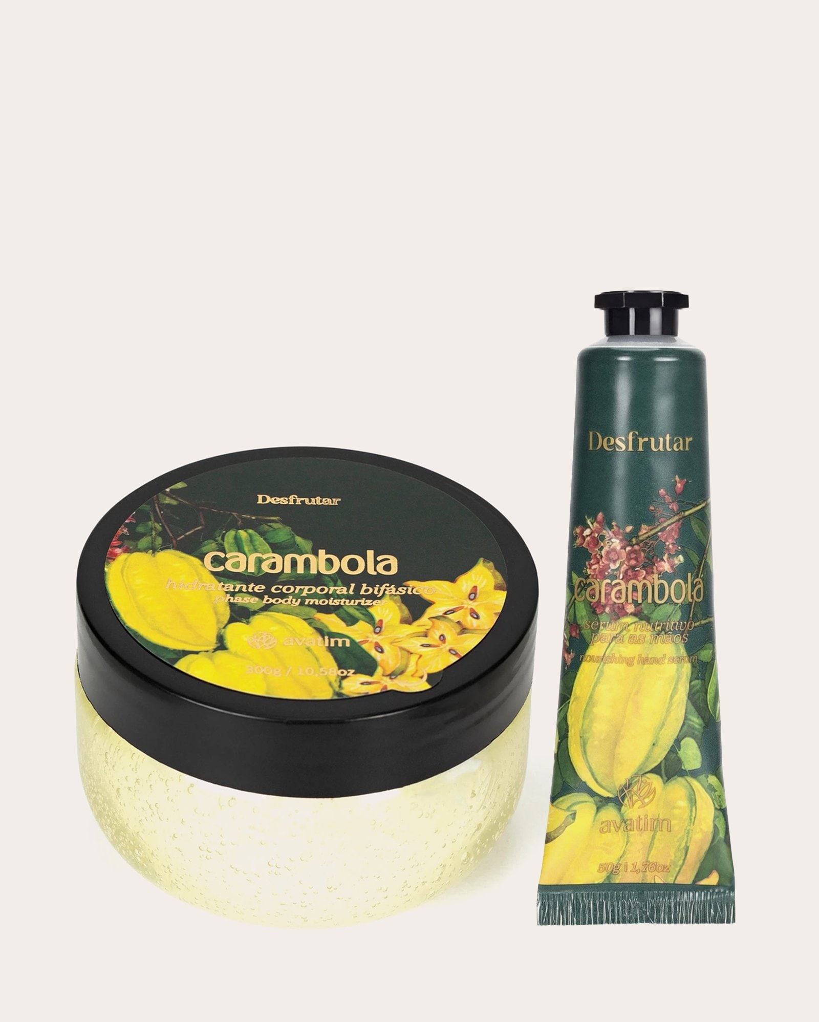 Kit hidratante corporal bifásico 300g + sérum para as mãos carambola 50g | Avatim