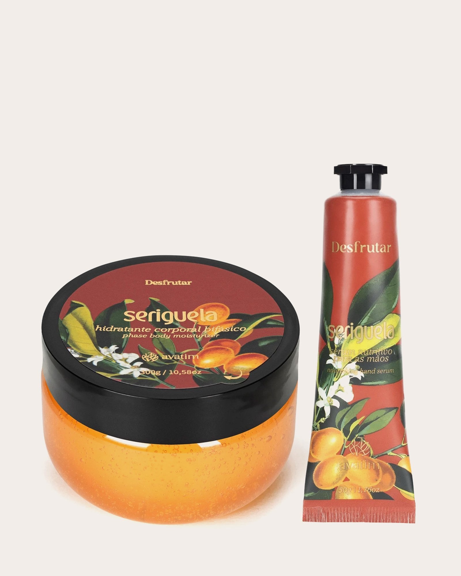 Kit hidratante corporal bifásico 300g + sérum para as mãos siriguela 50g | Avatim