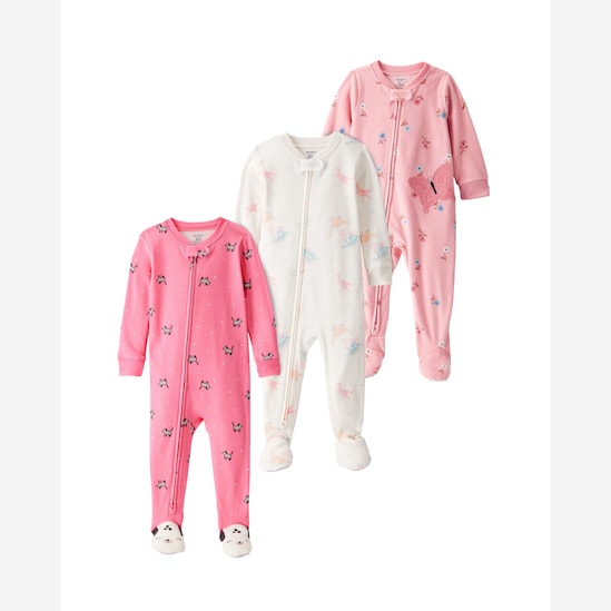 Kit macacão pijama bebê 3 peças com pezinhos - multicor | Carter's