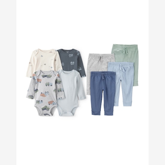 Conjunto longo bebê 8 peças estampado - multicor | Carter's