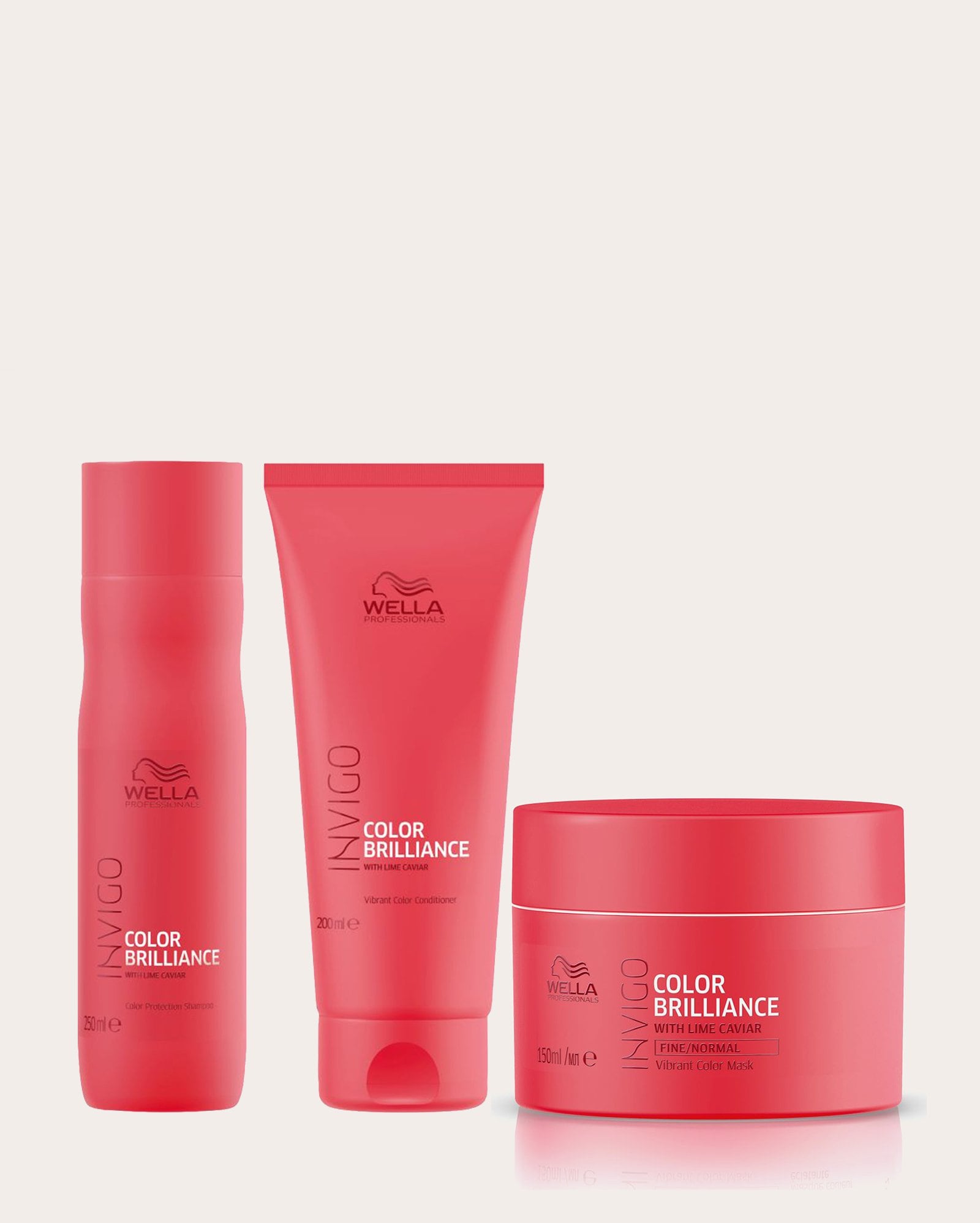 Kit shampoo 250ml + condicionador 200ml + máscara Invigo Color Brilliance 150ml | WELLA