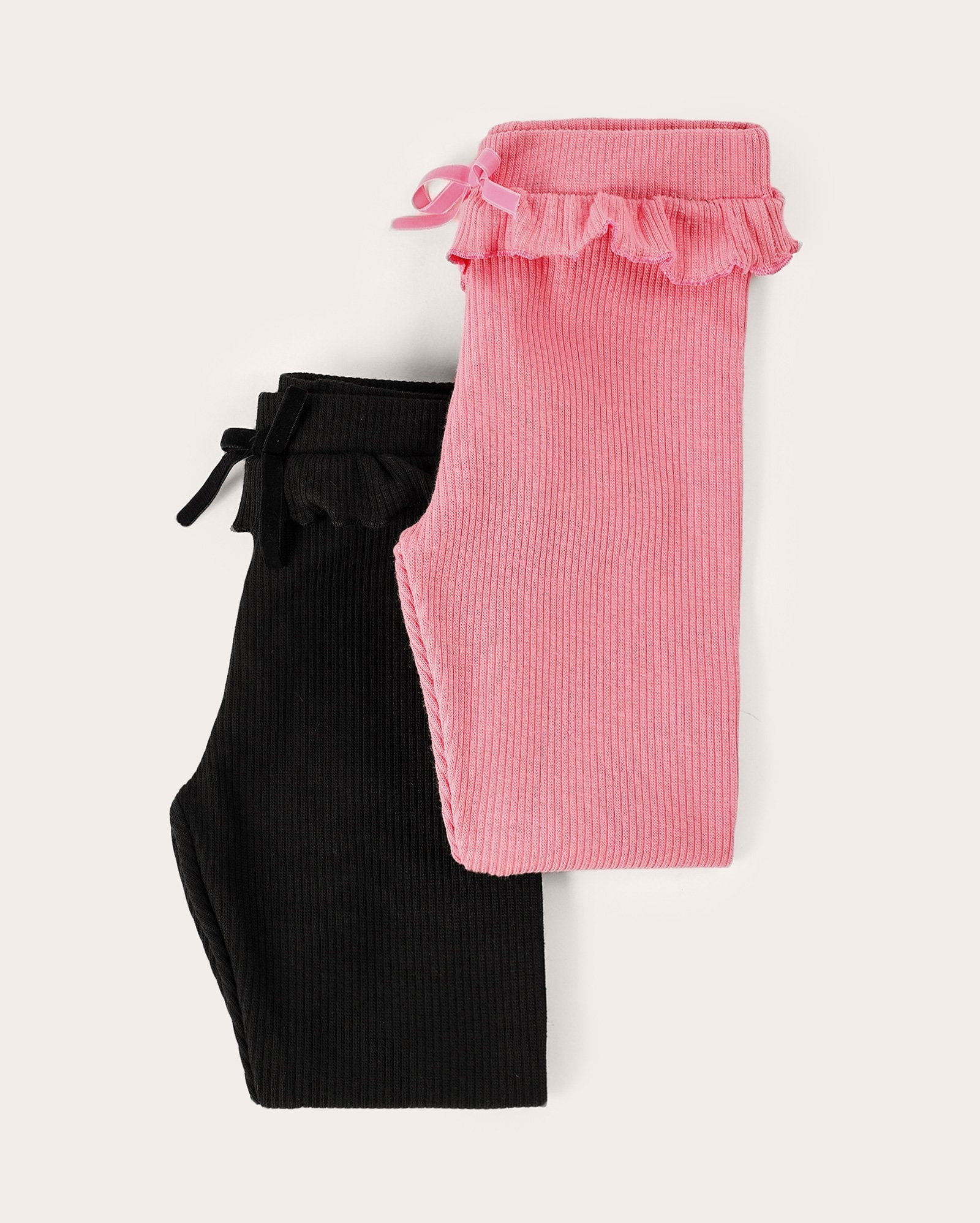 Kit legging bebê 2 peças canelada com babados - multicor