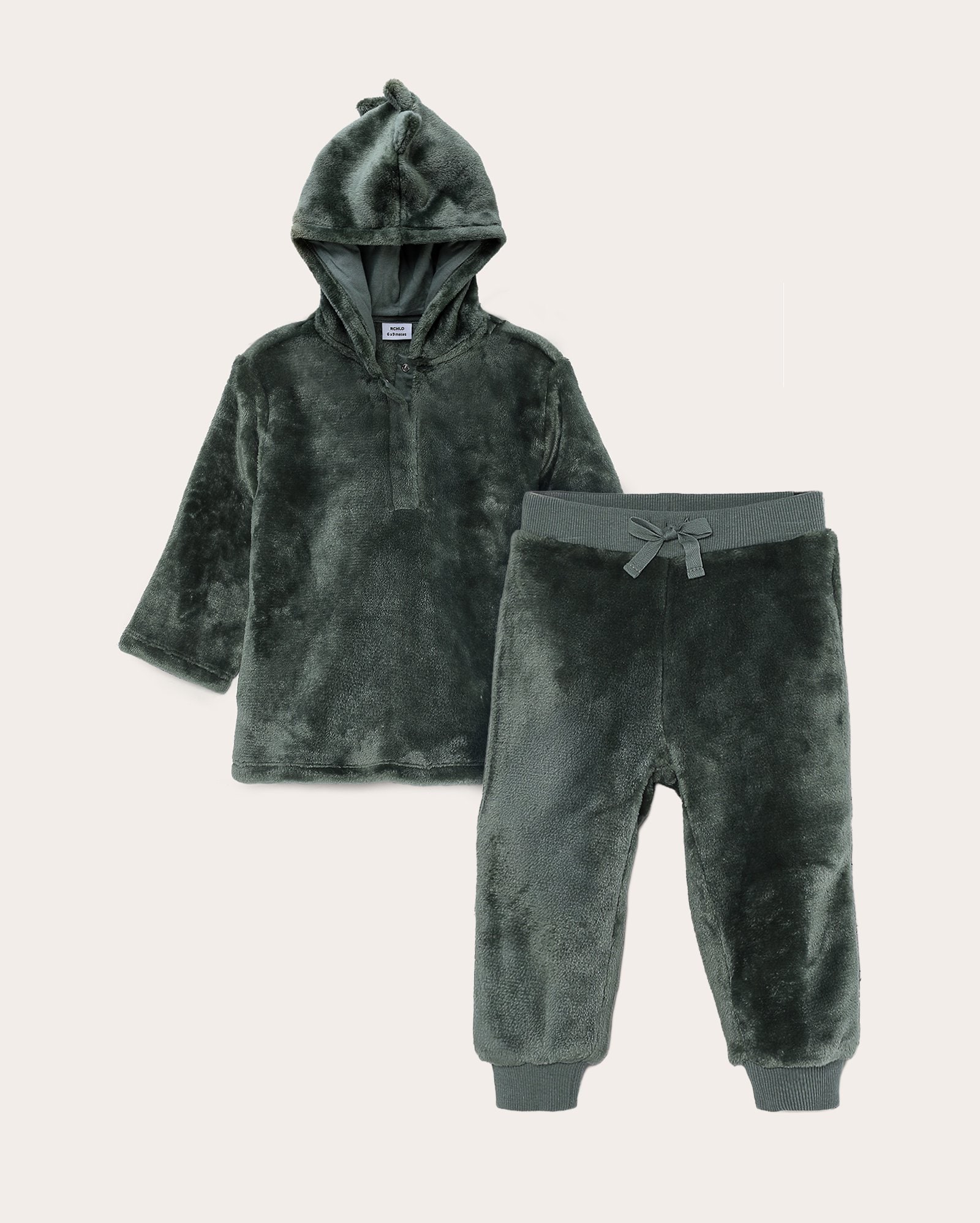 Conjunto longo bebê 2 peças em plush - verde
