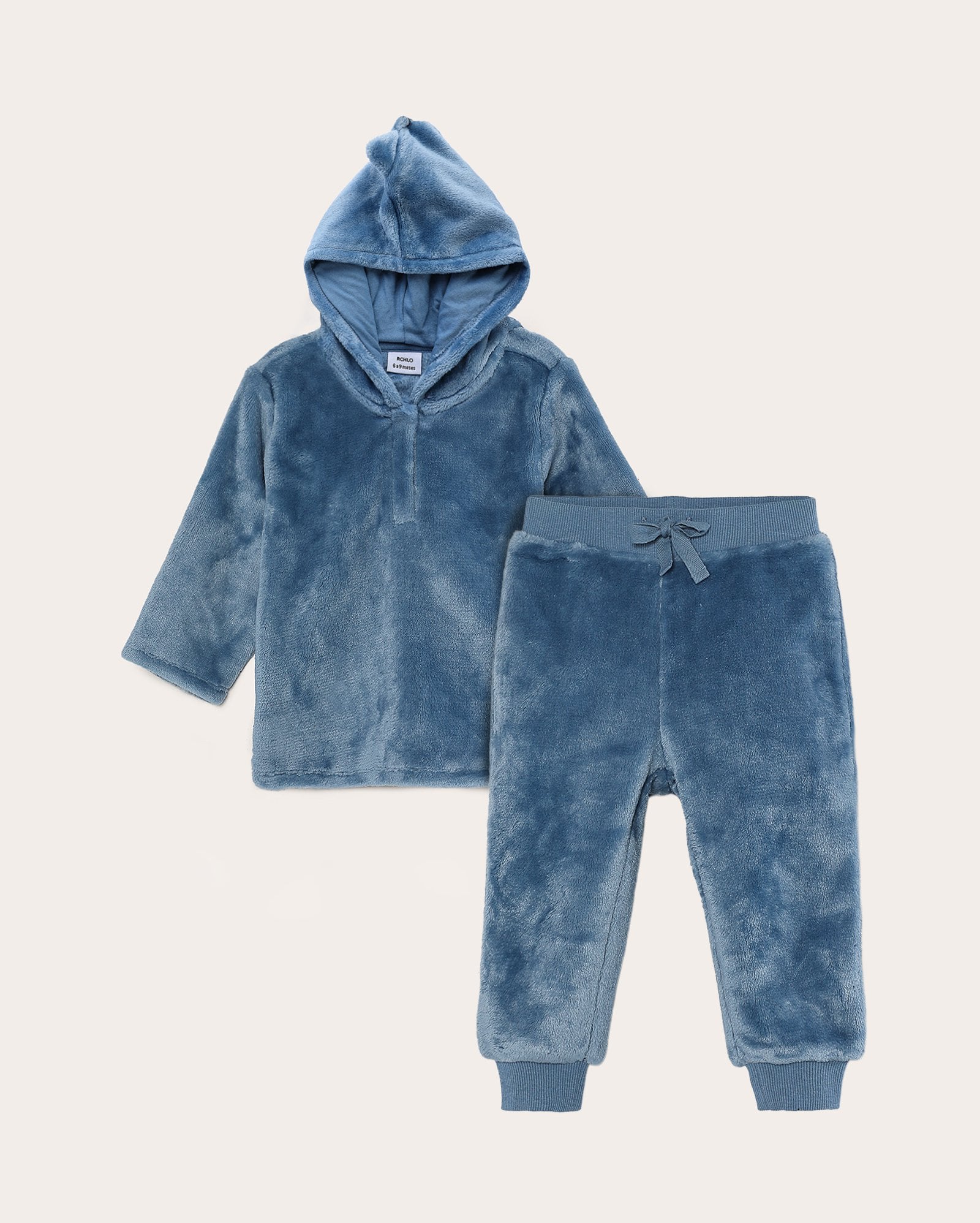 Conjunto longo bebê 2 peças em plush - azul
