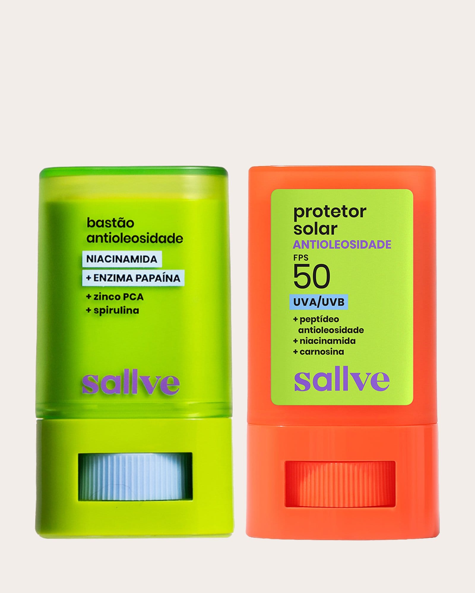 Kit protetor solar + bastão facial antioleosidade 15g cada | Sallve