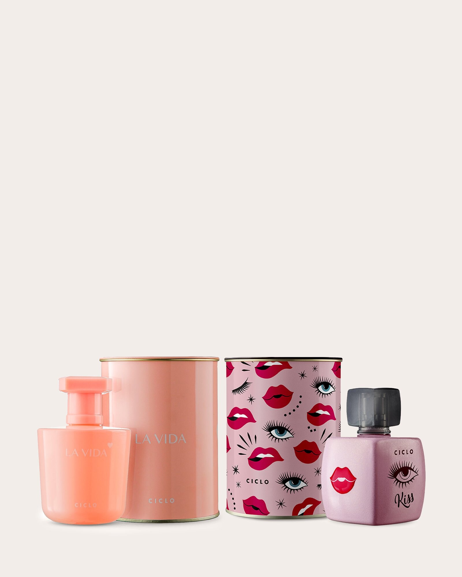 Kit deo colônia feminina 2 itens Kiss e La Vida 100ml cada | Ciclo