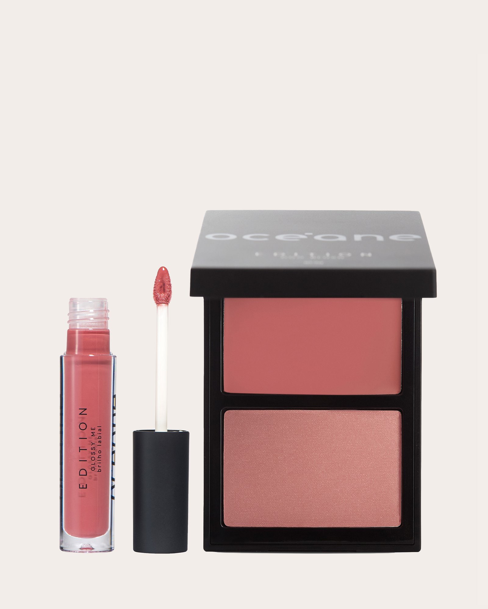 Kit brilho labial Glossy Me Rosé 4g + duo blush Rosy Paint 10,2g | Océane