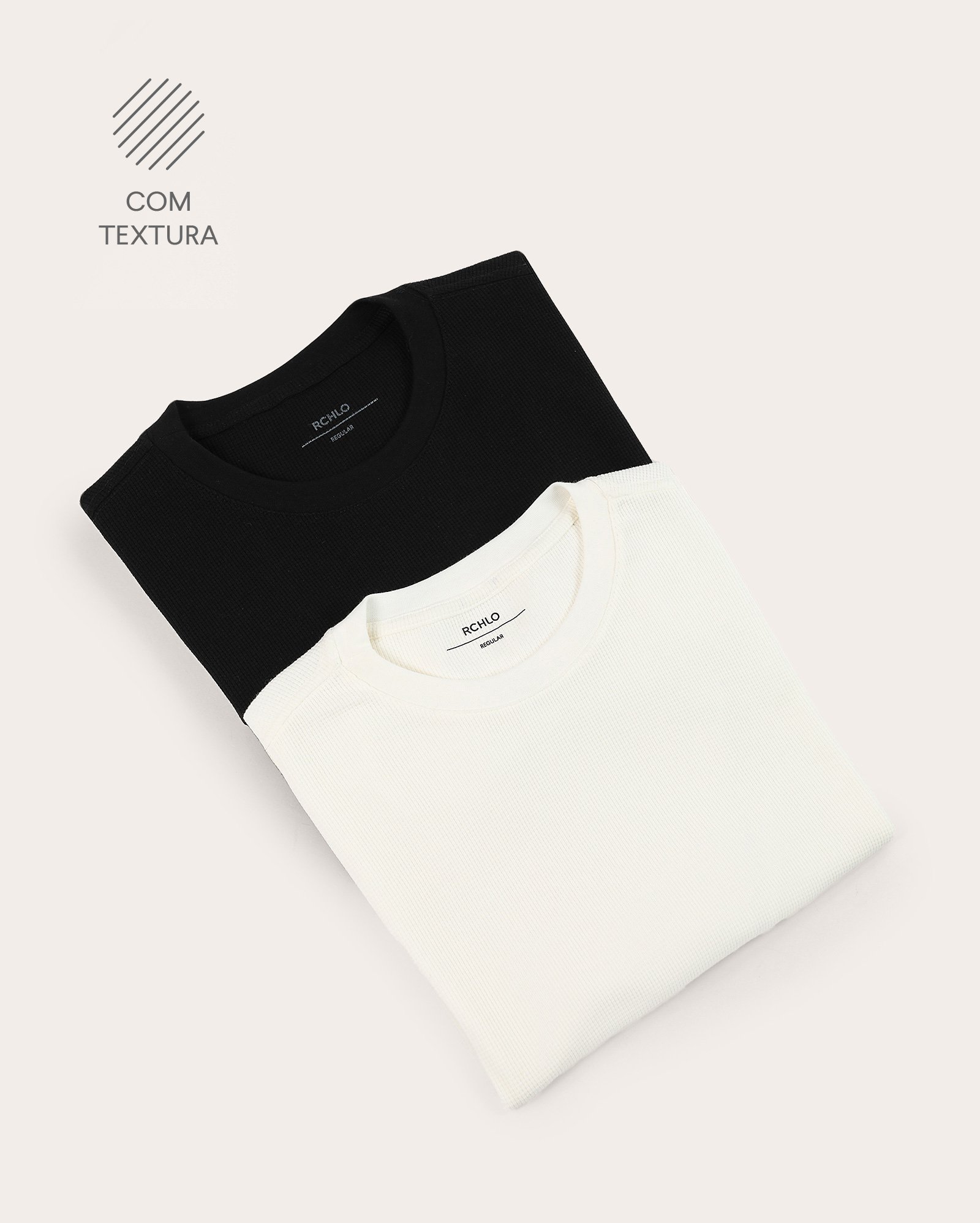 Kit camiseta masculina 2 peças regular texturizada - multicor