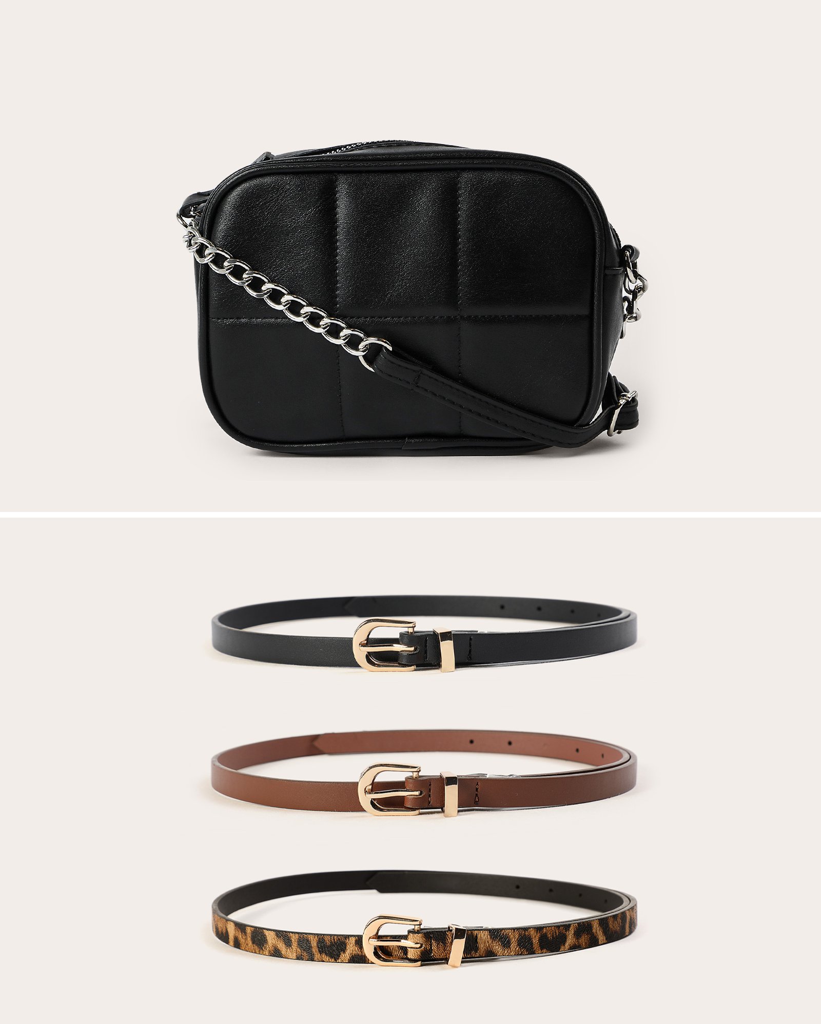 Kit cinto 3 peças finos + bolsa P câmera bag - multicor
