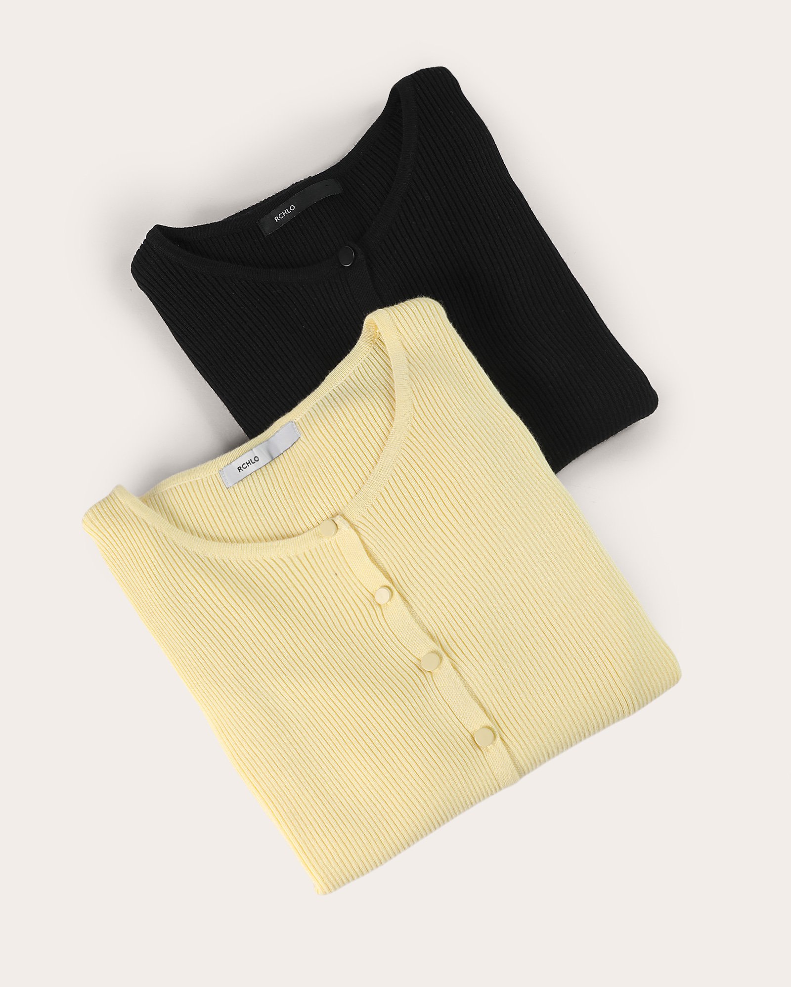 Kit cardigan feminino de tricot 2 peças canelado - multicor