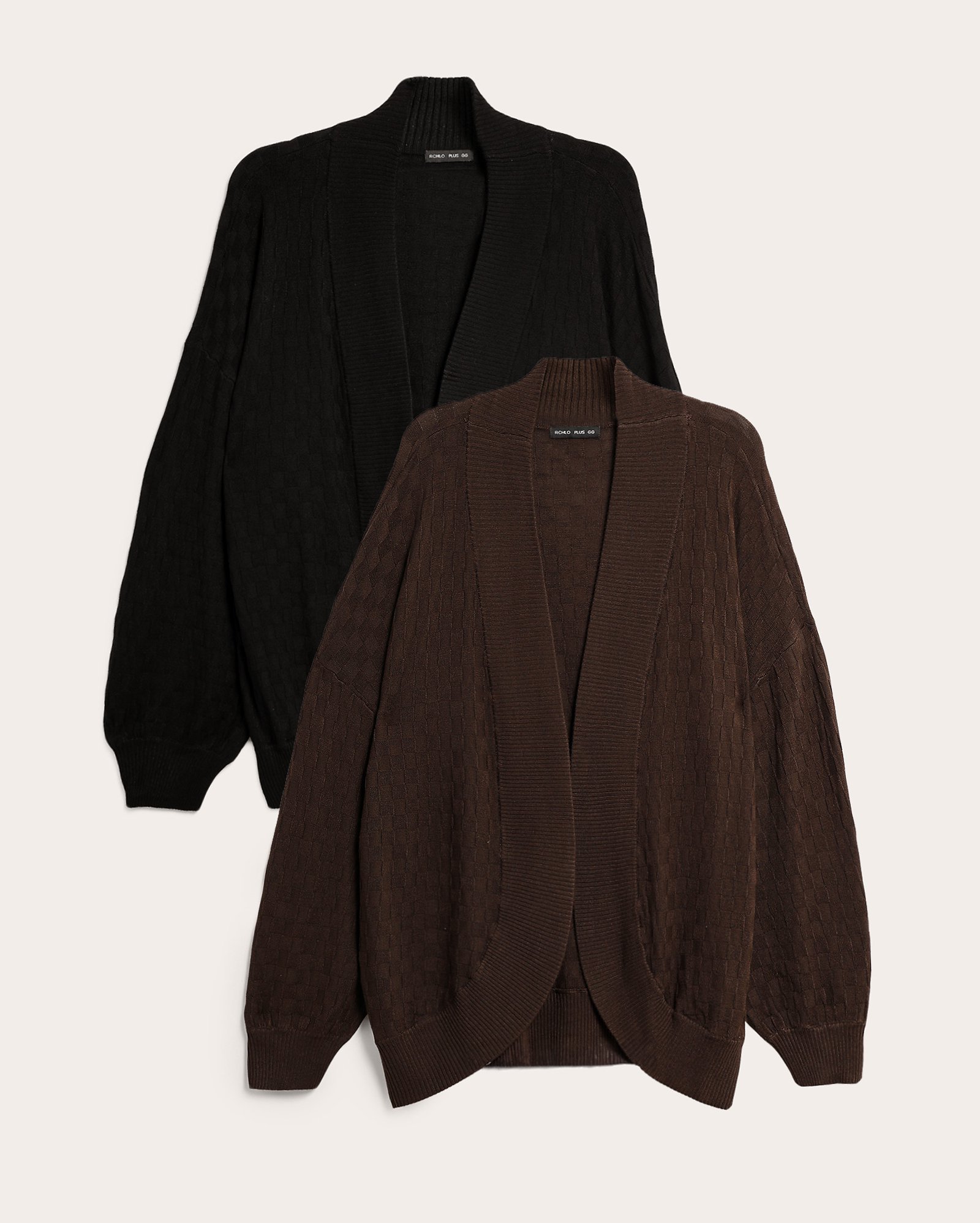 Kit cardigan feminino de tricot 2 peças texturizado - multicor