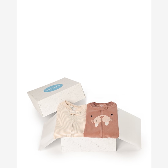 Kit macacão pijama bebê 2 peças + caixa de presente P - multicor | Carter's