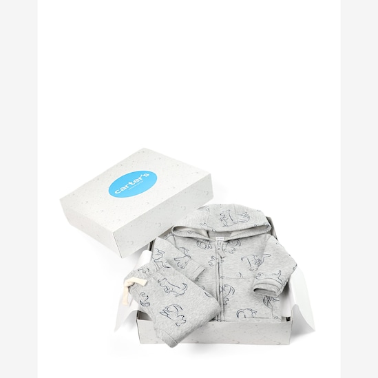 Conjunto longo de moletom bebê 2 peças + caixa de presente P - multicor | Carter's