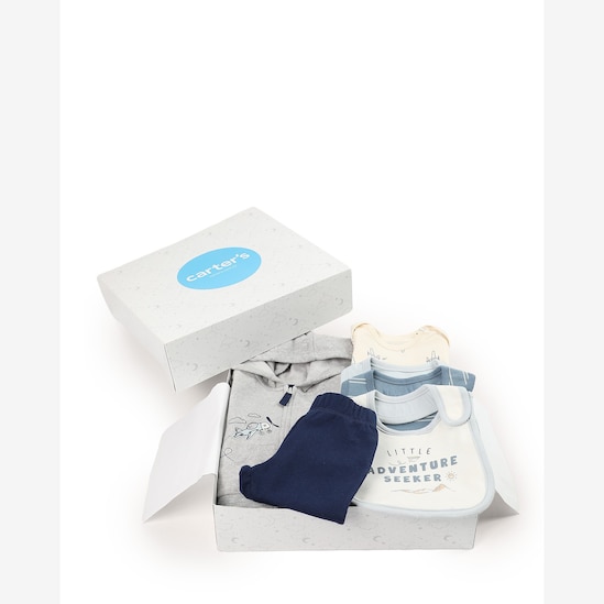 Enxoval longo bebê 6 peças avião + caixa de presente M - multicor | Carter's