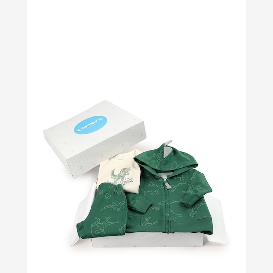 Conjunto longo bebê 3 peças dino + caixa de presente M - multicor | Carter's