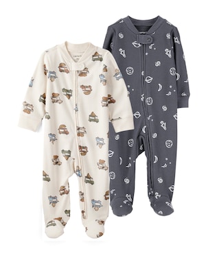 Kit macacão pijama bebê 2 peças texturizado - multicor | Carter's