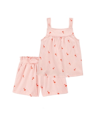 Conjunto curto infantil 2 peças texturizado flamingos - rosa | Carter's