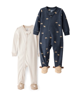 Kit macacão pijama bebê 2 peças estampado - multicor | Carter's