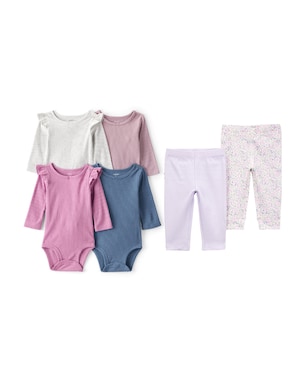 Conjunto longo bebê 6 peças canelado - multicor | Carter's