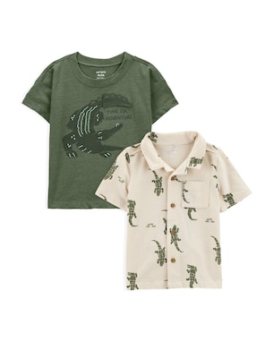 Kit camiseta + camisa infantil jacaré - multicor | Carter's