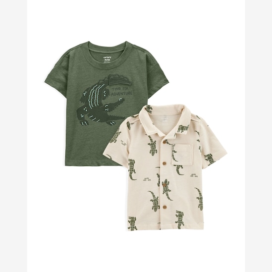 Kit camiseta + camisa infantil jacaré - multicor | Carter's