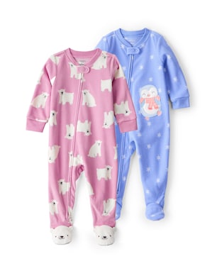 Kit macacão pijama bebê 2 peças em fleece - multicor | Carter's