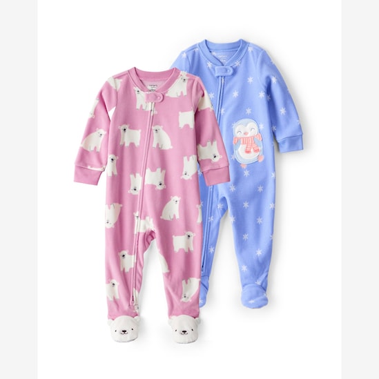 Kit macacão pijama bebê 2 peças em fleece - multicor | Carter's